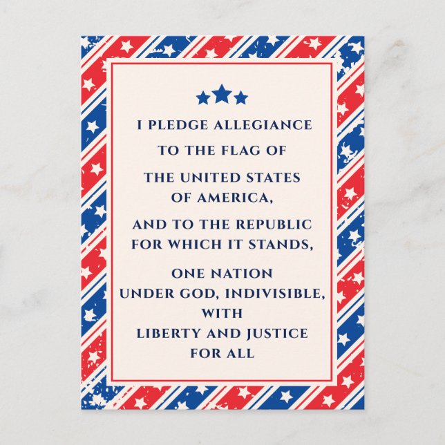 USA The Pledge Of Allegiance Red Blue Flag Custom Postcard (Front)