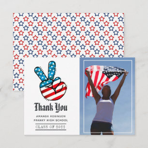 USA themed Graduation Photo Thank You Card