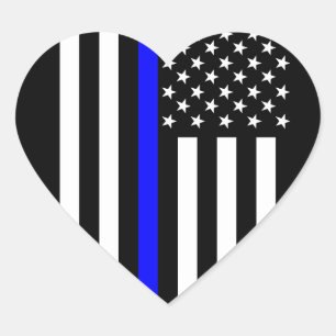 USA Thin Blue Line Heart Sticker
