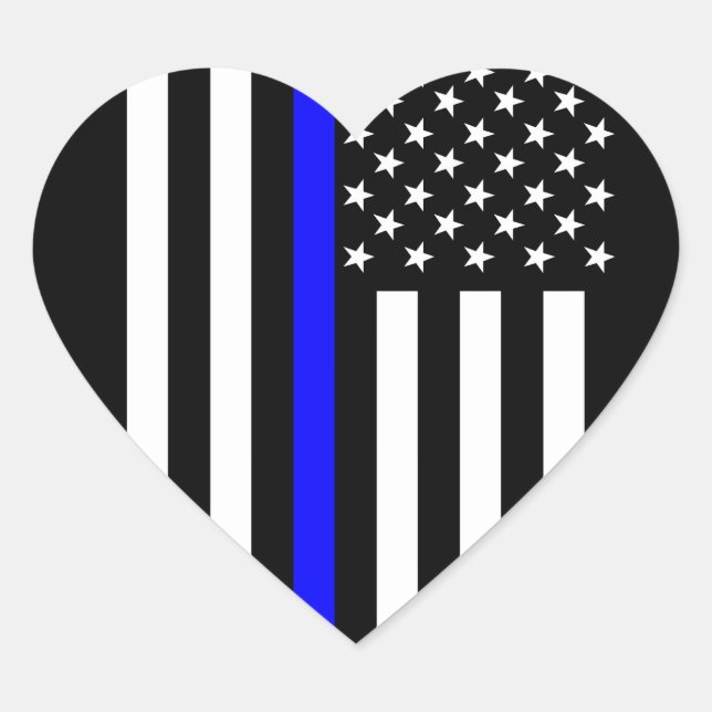 USA Thin Blue Line Heart Sticker (Front)