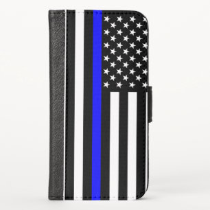 USA Thin Blue Line iPhone X Wallet Case