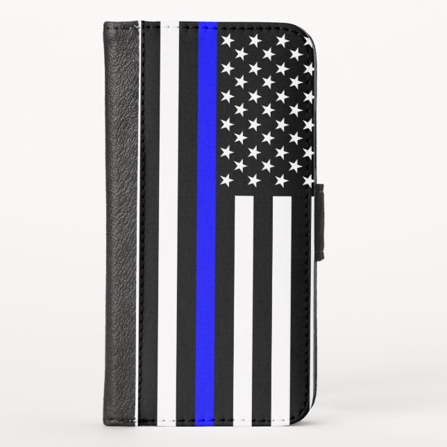 USA Thin Blue Line iPhone Wallet Case (Front)