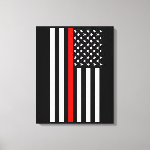 USA Thin Red Line on a Canvas Print