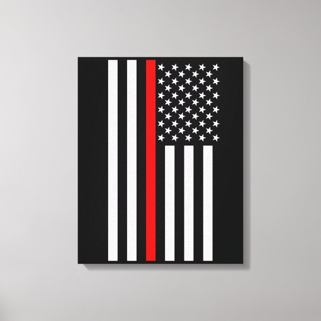 USA Thin Red Line on a Canvas Print (Front)