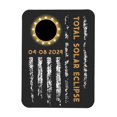 USA Total Solar Eclipse 2024 fun American flag Magnet