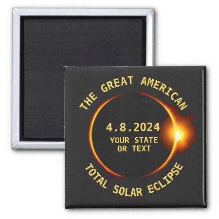Usa Total Solar Eclipse Party 4/8/2024 Custom Text Magnet