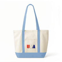 USA Tote Bag with Light Blue Trim