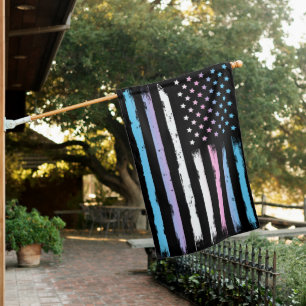 USA Trans Pride Patriotic House Flag