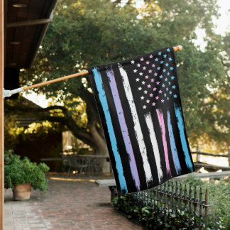 USA Trans Pride Patriotic House Flag