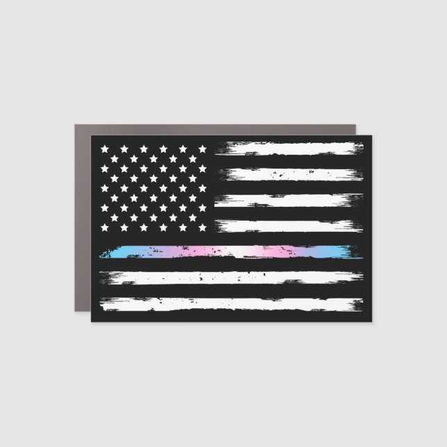 USA Trans Pride Thin Line Vintage Car Magnet (Front)