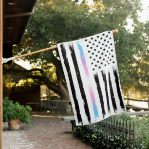 USA Trans Pride Thin Line Vintage House Flag