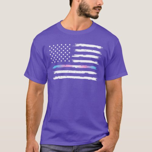 USA Trans Pride Thin Line Vintage T_Shirt