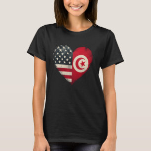 USA Tunisia Heart Dual Citizenship T-Shirt