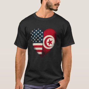 USA Tunisia Heart Dual Citizenship T-Shirt
