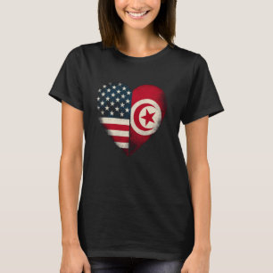 USA Tunisia Heart Dual Citizenship T-Shirt