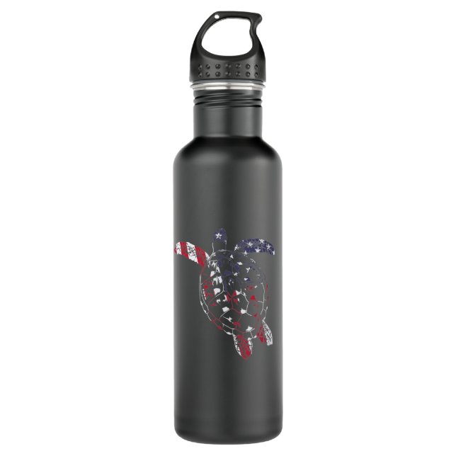 USA turtle with stars and stribes Stainless Steel Water Bottle (Front)