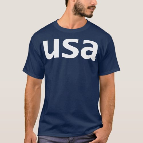 USA Typography Minimal White Text T_Shirt