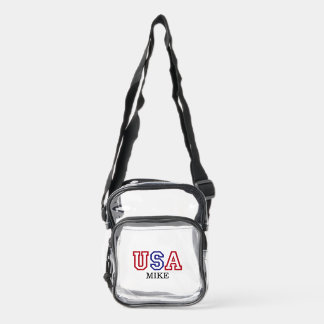 USA typography modern minimal Crossbody bag