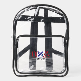 USA typography modern minimal stadium Clear Backpack