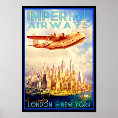  USAUK 1950 New York City _ Imerpial Airways Poster