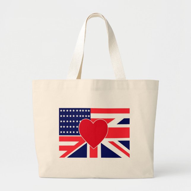 USA/UK Love Large Tote Bag (Front)