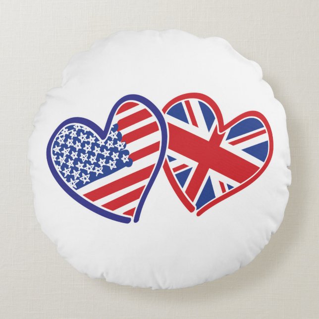 USA---UK-Love Round Pillow (Front)