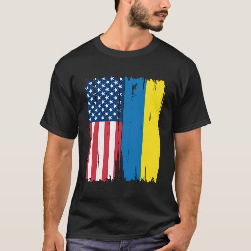Usa Ukraine Flag T_Shirt