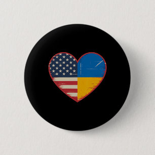 Usa Ukraine Heart - Dual Citizenship 2 Button