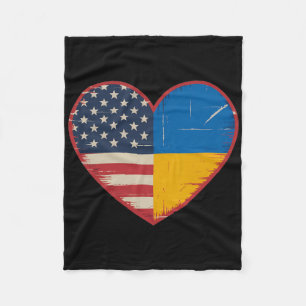 Usa Ukraine Heart - Dual Citizenship 2 Fleece Blanket
