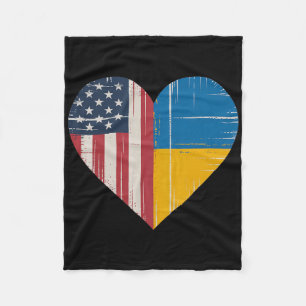 Usa Ukraine Heart - Dual Citizenship 3 Fleece Blanket