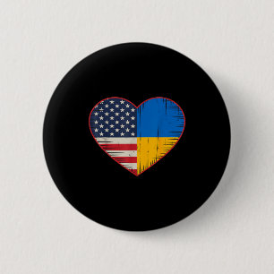 Usa Ukraine Heart - Dual Citizenship Button