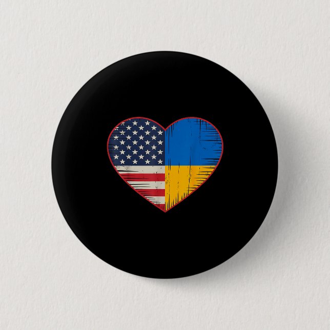 Usa Ukraine Heart - Dual Citizenship  Button (Front)