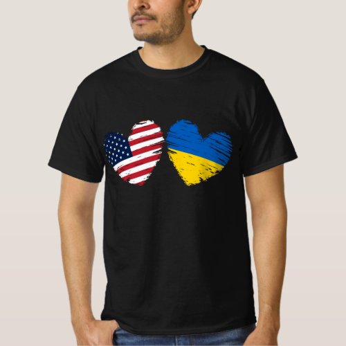 USA Ukraine  Heart Ukrainian American T_Shirt