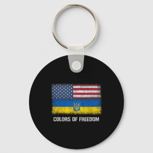 Usa Ukraine Ukrainian American Flag Colors Of Free Keychain