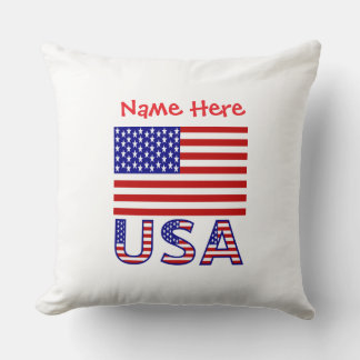 USA United States America Flag Personalized Throw Pillow