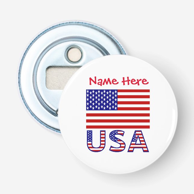 USA United States America Flag Red Personalization Bottle Opener (Front)