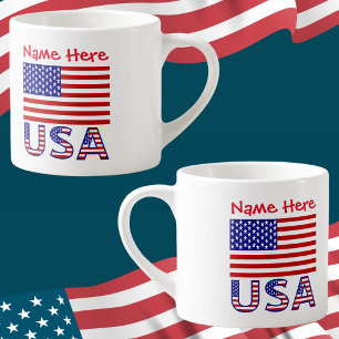 USA United States America Flag Red Personalization Espresso Cup