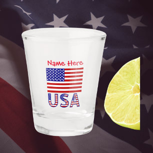 USA United States America Flag Red Personalization Shot Glass