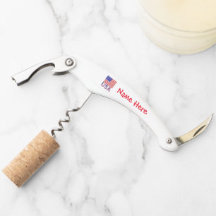 USA United States America Flag Red Personalization Waiter's Corkscrew