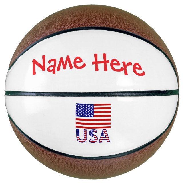 USA United States America Flag Red Personalized Basketball (Front)