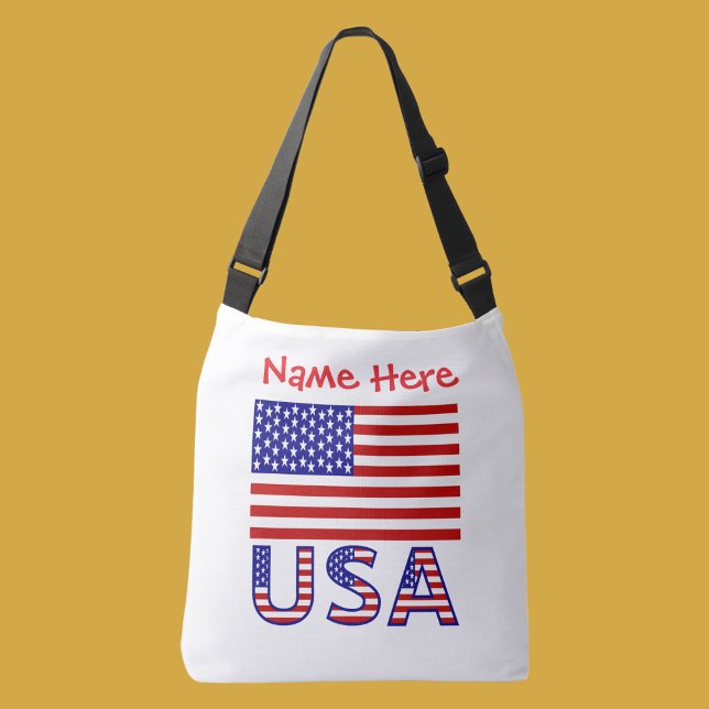 USA United States America Flag Red Personalized  Crossbody Bag (Creator Uploaded)