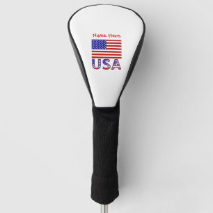 USA United States America Flag Red Personalized Golf Head Cover