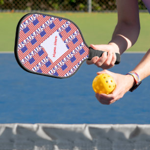 USA United States America Flag Red Personalized  Pickleball Paddle