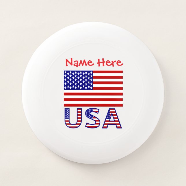 USA United States America Flag Red Personalized Wham-O Frisbee (Front)