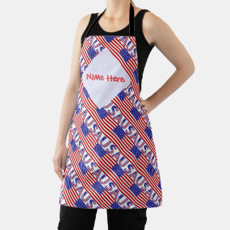 USA United States America Flag Tiled Personalized  Apron