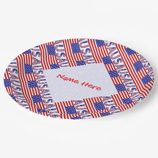 USA United States America Flag Tiled Personalized  Paper Plates