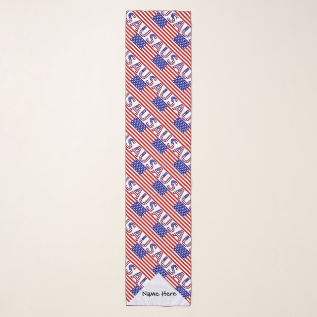USA United States America Flag Tiled Personalized  Scarf (Front)