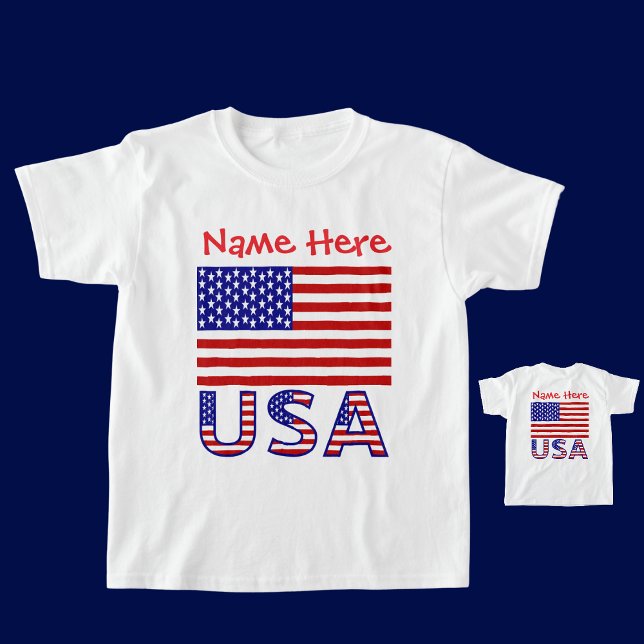 USA United States America Red Personalized Boy's T-Shirt (Creator Uploaded)