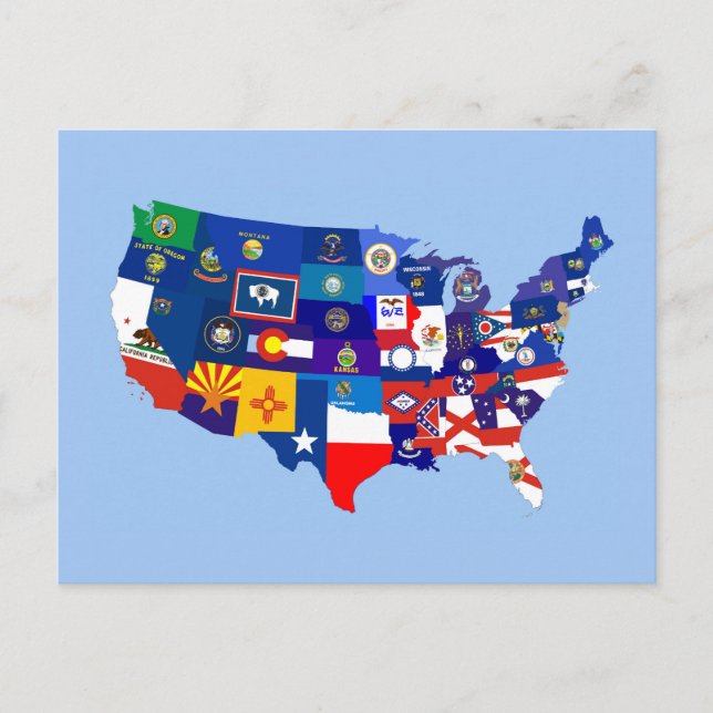 usa united states america republic flag map postcard (Front)