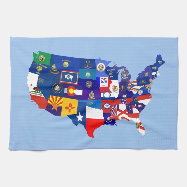 usa united states america republic flag map towel (Horizontal)